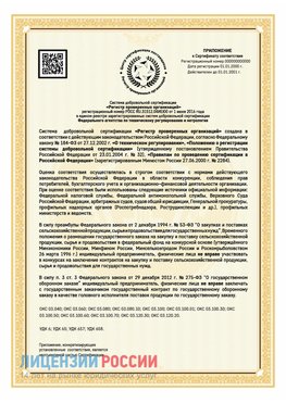 Приложение к сертификату для ИП Румянцево Сертификат СТО 03.080.02033720.1-2020